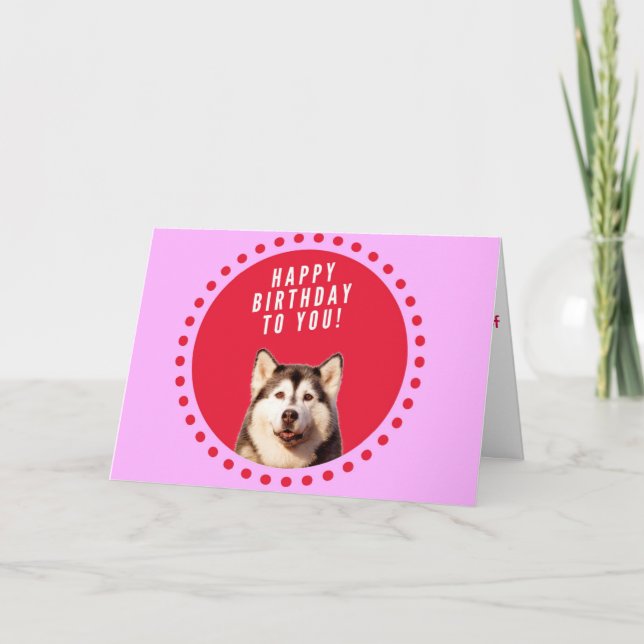 Chien sibérien Husky Heureux Carte de voeux d'anni (Devant)