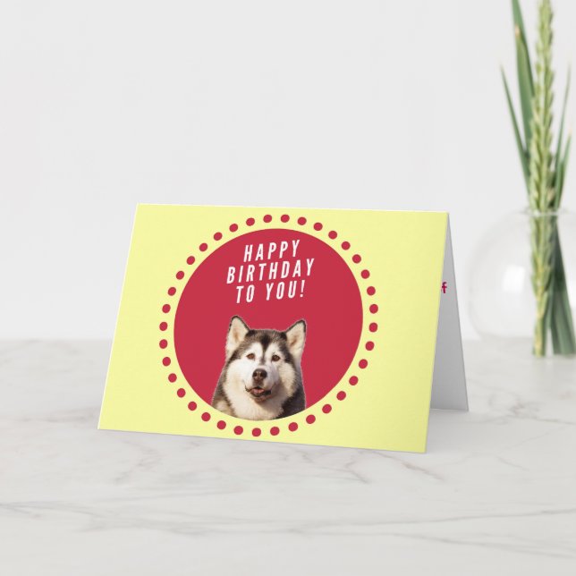 Chien sibérien Husky Heureux Carte de voeux d'anni (Devant)