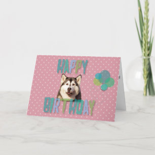Chien sibérien Husky Heureux Carte de voeux d'anni