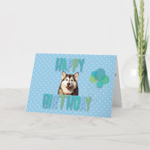 Chien sibérien Husky Heureux Carte de voeux d'anni