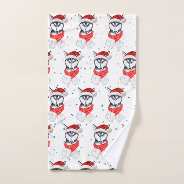 Chien sibérien Husky race Étoiles de Noël (Serviette à main)