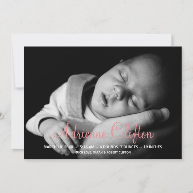 Chien simple rose pur faire-part de naissance stat (Devant)