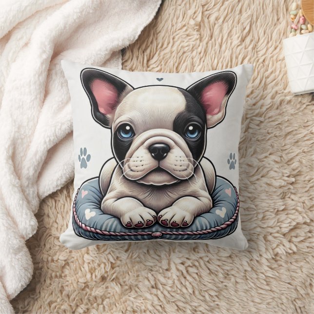 Chien-taureau français sur un coussin à thème card (Couverture)