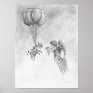 Chien-taureaux français avec Poster Ange