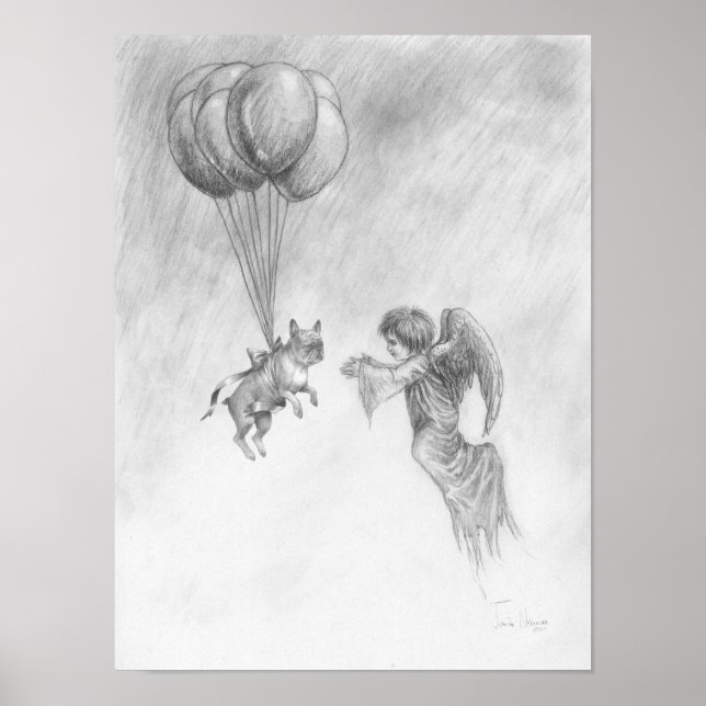 Chien-taureaux français avec Poster Ange (Devant)