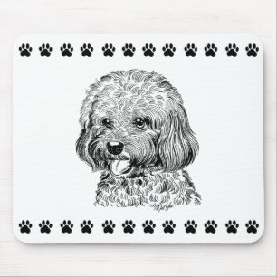 Chien tiré par la main mignon + Tapis de souris
