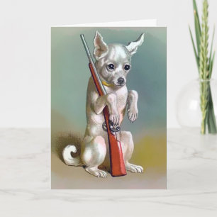Chien vintage avec pistolet Carte de Noël