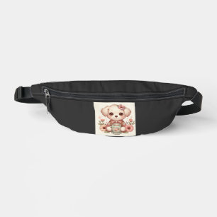 Chien vintage avec tasse à thé florale