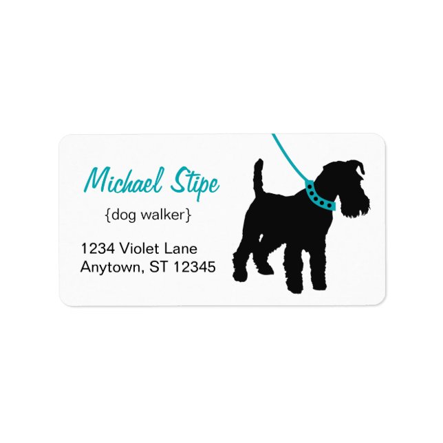 Chien Walker Étiquette de adresse teck (Devant)