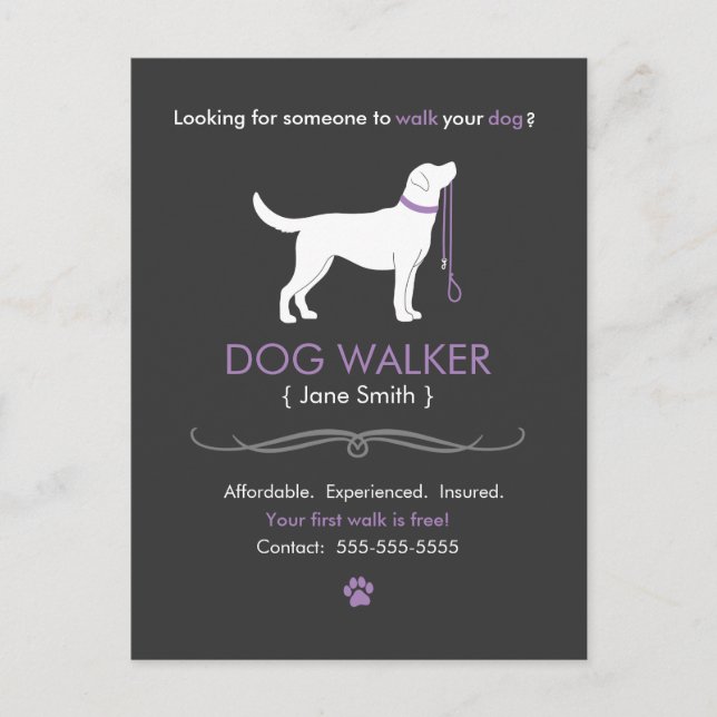 Chien Walker Marcher Affaires Carte postale Public (Devant)