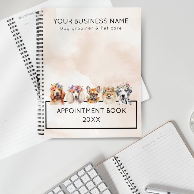 Chiens adorables avec couronne de fleurs, aquarell (Créateur téléchargé)