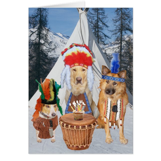 Chiens amusants Anniversaire des Amérindiens (Devant)