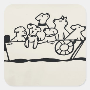 "Chiens autocollant sur bateau" par