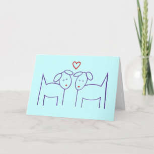 Chiens avec coeur - Bonne carte d'anniversaire