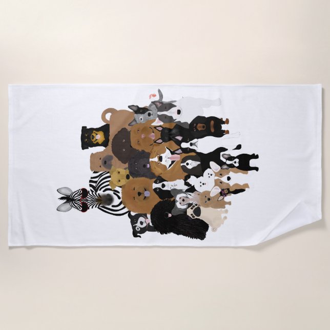 Chiens, Chat, Poulet, Serviette de plage Zebra (Devant)
