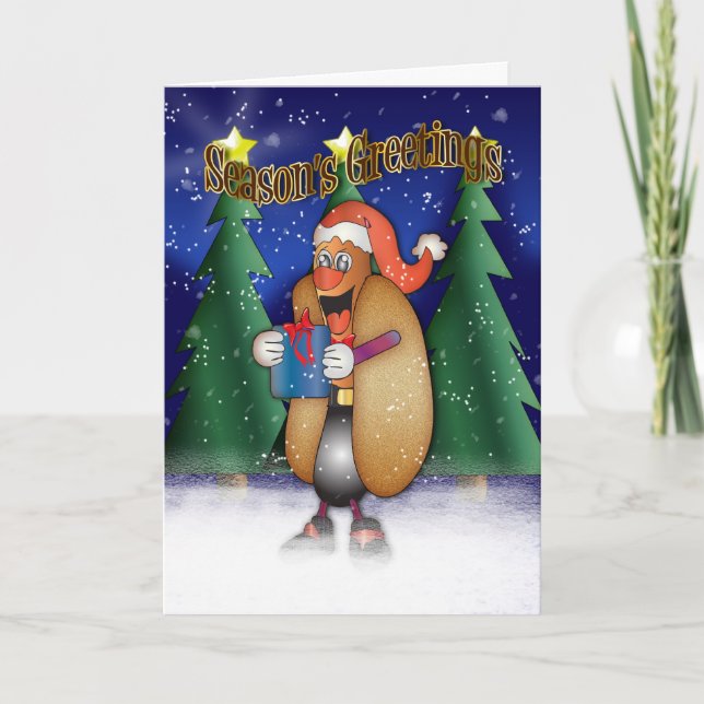 Chiens chauds, Oignons, Pain, Carte de Noël - Père (Devant)