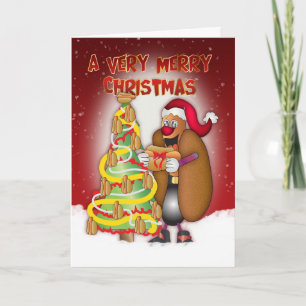 Chiens chauds, Oignons, Pain, Carte de Noël - Père