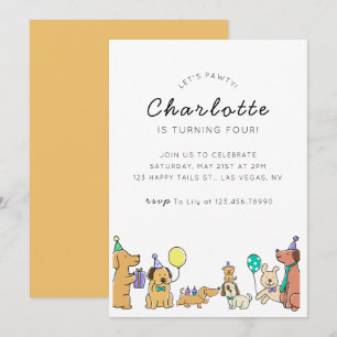 Chiens colorés Invitation de fête d'anniversaire