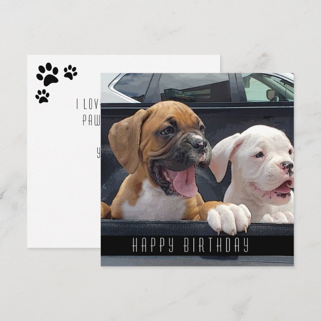 Chiens d'anniversaire heureux Faire-part de Chiens (Devant / Derrière)