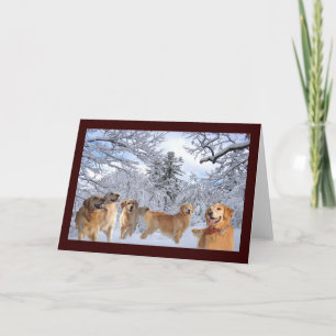 Chiens d'arrêt d'or dans la carte de voeux de