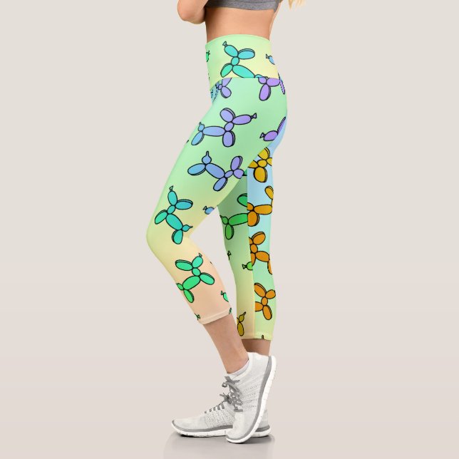 Chiens de ballon arc-en-ciel Capri Leggings (Gauche)