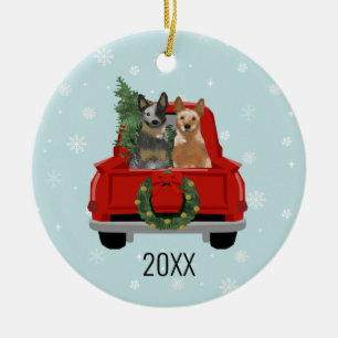 Chiens de bétail ornement camion rouge