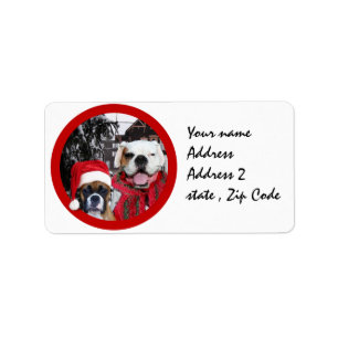Chiens de boxe de Noël envoyant des étiquettes