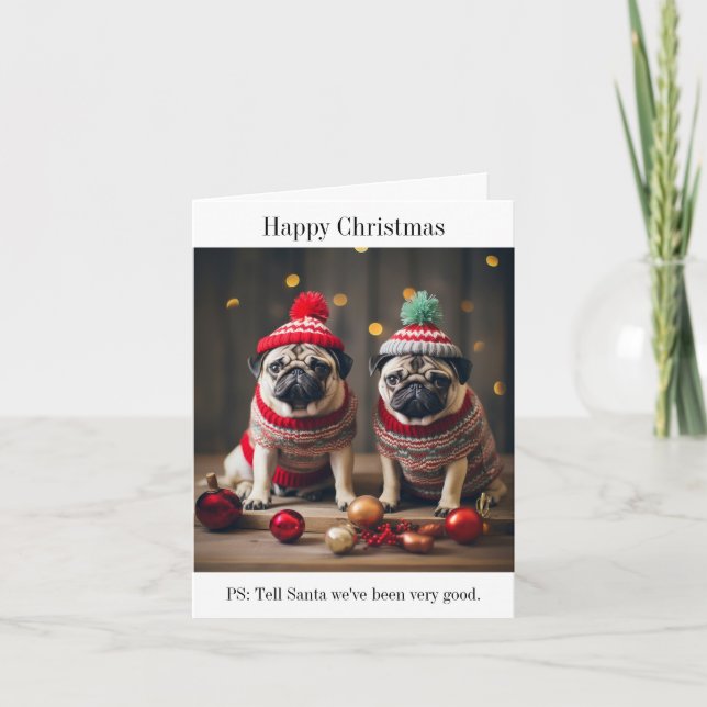Chiens de carlin Bonne carte de Noël (Devant)