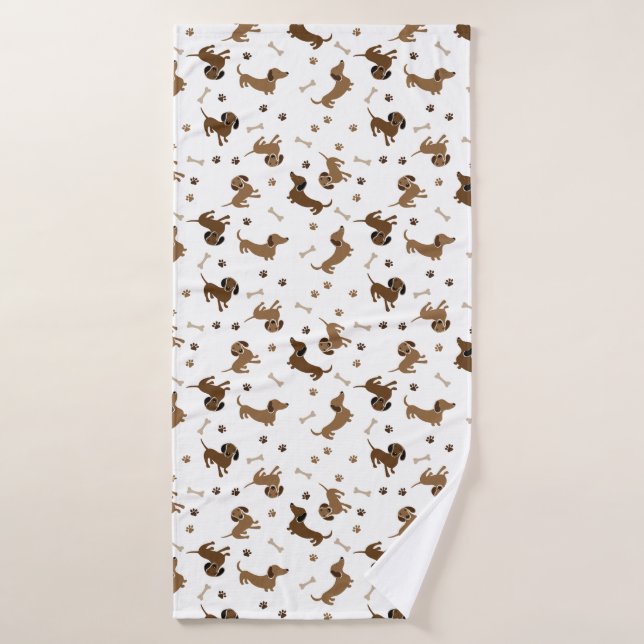 Chiens de Dachshund et Bones mignons pattes (Serviette de bain)