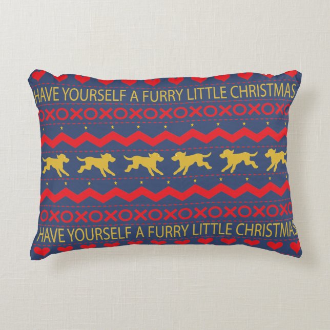 Chiens de Noël du Coussin "Furry Christmas" (Devant)