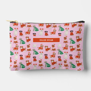 Chiens de Noël roses fille Sac cosmétique personna