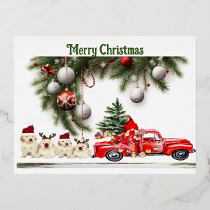 Chiens de vacances et joie de Noël du camion rouge