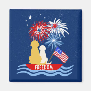 Chiens du 4 juillet sur Fireworks Magnet