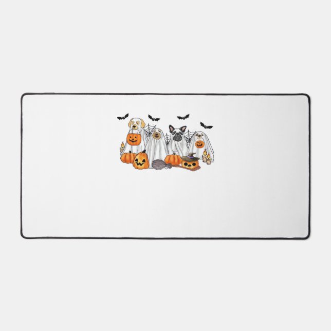 Chiens en costumes fantômes Halloween T-shirt clas (Recto)
