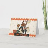 Chiens et carte de Howloween de chat