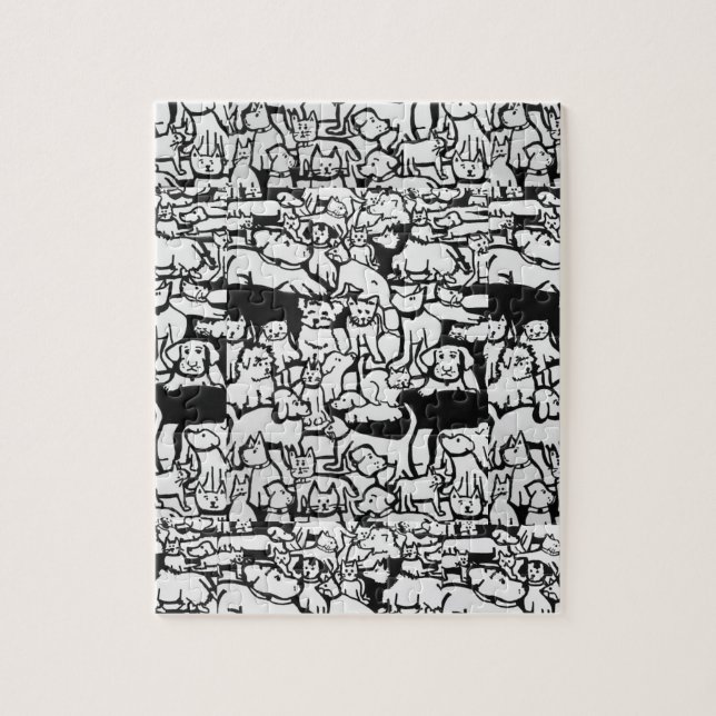 Chiens et chats Caricature" Puzzle (Vertical)
