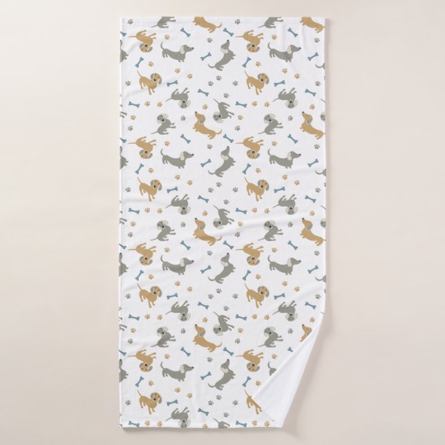 Chiens et pattes Dachshund Cute Pastel (Serviette de bain)
