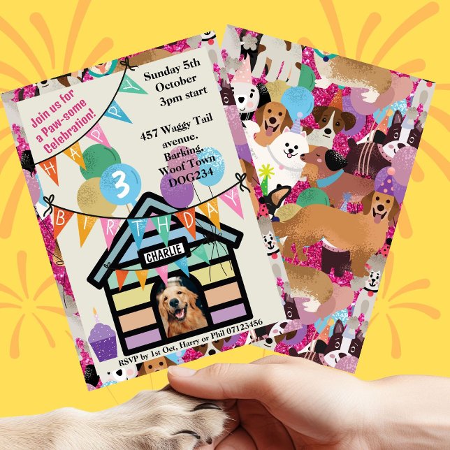 Chiens fête fête fête chiot fête Invitation (Dogs Party Invites)
