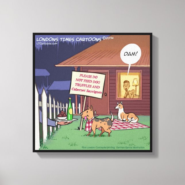 Chiens Gourmands Drôle Toile Enveloppée Imprimer (Recto)