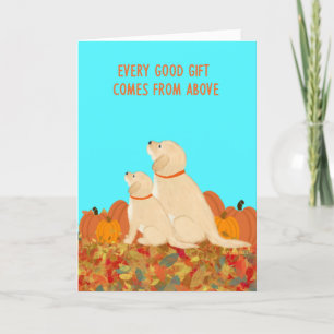 Chiens gracieux Feuilles Citrouille Carte Thanksgi