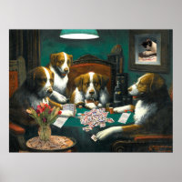 Chiens jouant Mah Jongg Poster