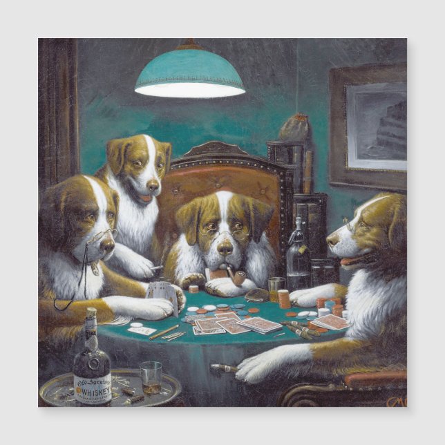 Chiens Jouer Poker Carte magnétique (Devant)
