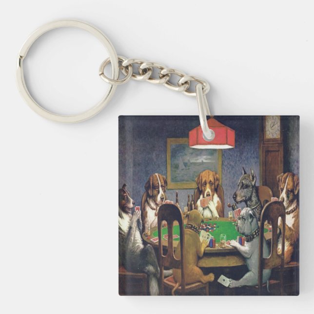 Chiens Jouer Poker Porte - clé Acrylique Personnal (Devant)
