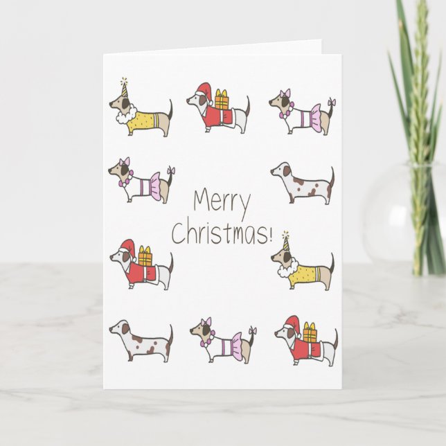 Chiens mignons amusants Carte de voeux de Noël (Devant)