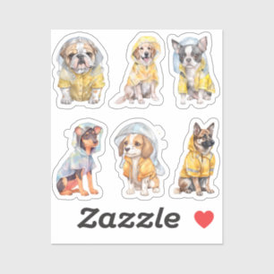 Chiens mignons en Stickers Raincoats