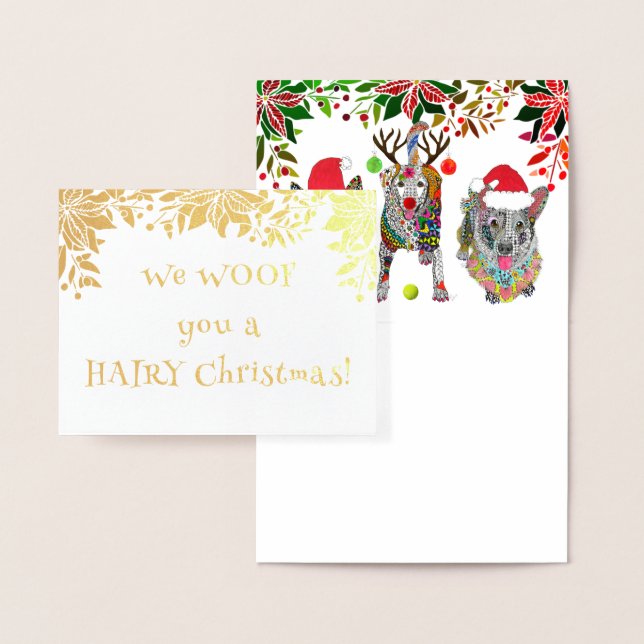 Chiens mignons et amusants Cartes de Noël (Affichage)