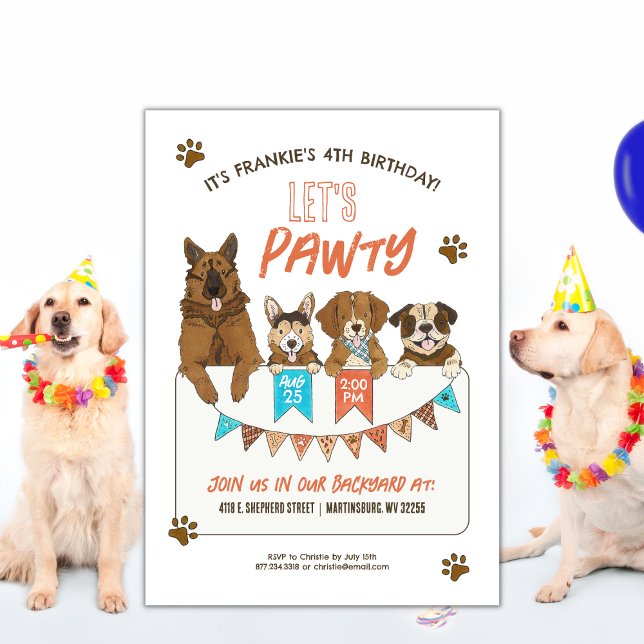 Chiens Pawty Anniversaire Invitation (Créateur téléchargé)