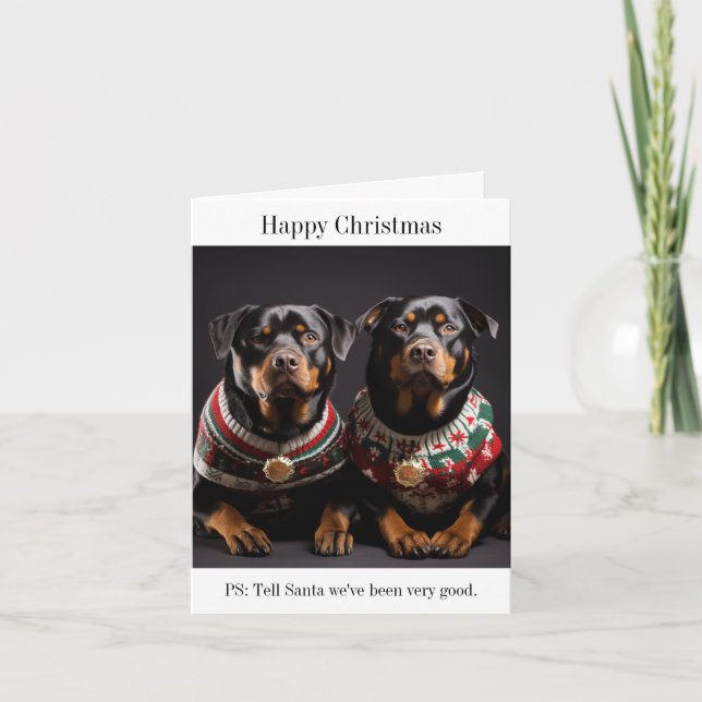 Chiens Rottweiller Bonne carte de Noël (Devant)