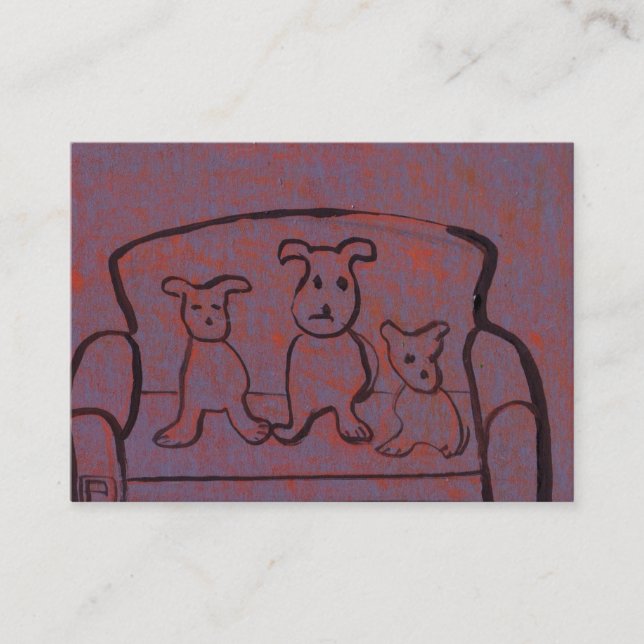 (Chiens sur un carte de visite de canapé) (Devant)