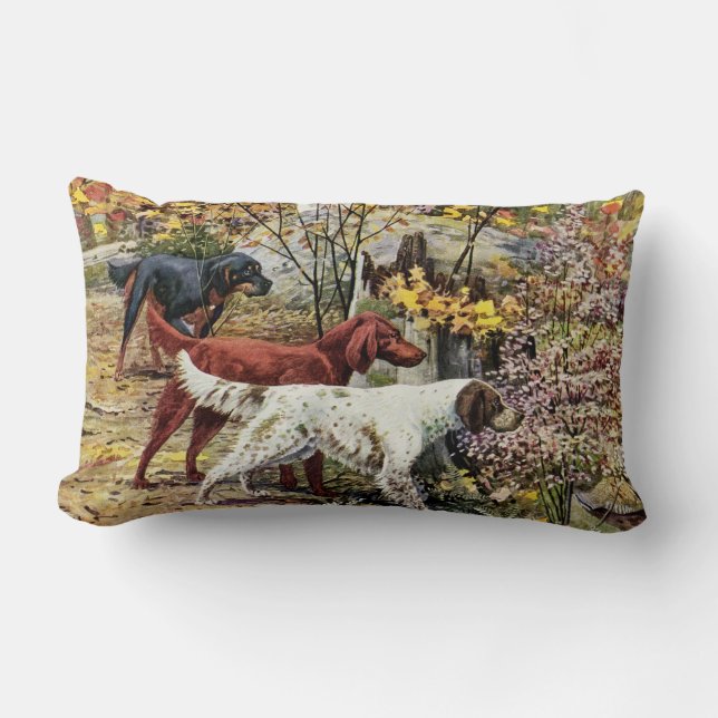 Chiens vintages Setter Trio Lumbar Coussin (Recto)